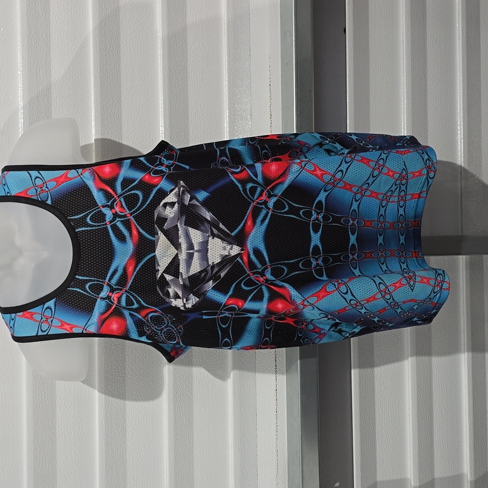 Mens Graffic Tank Top Size Large Blue Black Red